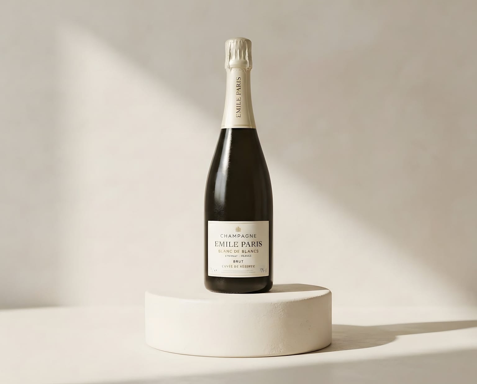 Champagne Emile Paris Blanc de Blancs, bouteille mise en scène