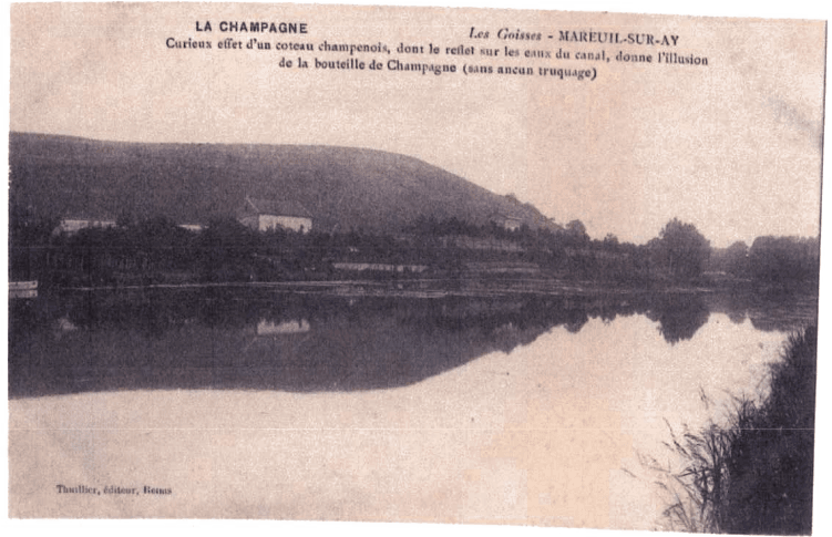 Carte postale ancienne : le coteau des Goisses, reflété dans le canal